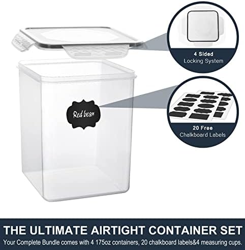 M MCIRCO Large 4 Pack, 5.2L/175oz Food Storage Containers - Image 2