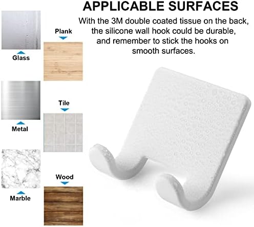 VANZAVANZU Razor Shaver Holder for Shower Wall Adhesive Hooks for Hanging, Bathroom Silicone Waterproof Shower Hooks Hair Brush Holder for Towel (4 Pack-White) - Image 6