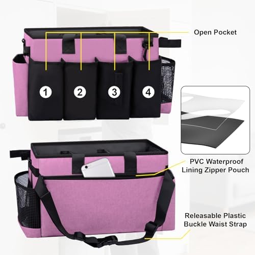 Wearable Large Cleaning Caddy Bag for Housekeepers (Pink) - Image 3