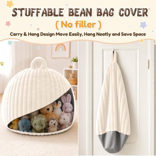 Bean Bag Cover No Filler Stuffed Animal Storage Bean Bag Chair Cover - Image 6