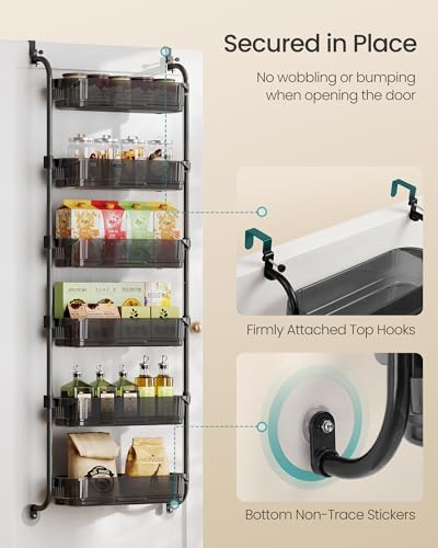 SONGMICS Over the Door Cabinet Organizer, 6-Tier Clear PET Baskets, 53 In H - Image 5