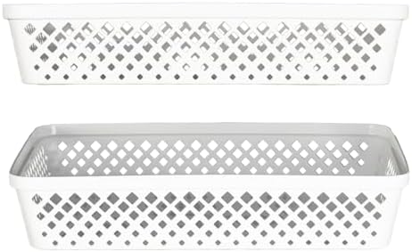 Glad Plastic Storage Basket Set - Multipurpose Drawer Trays, Kitchen Pantry Containers, and Bathroom Bins - 3 Pack Large Organizers, White - Image 4