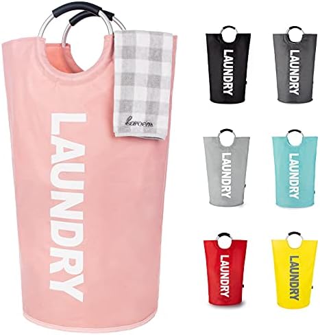 Caroeas 95L Pro Large Laundry Basket (13 Colors), Waterproof Laundry Hamper, Laundry Bag with Padded Handles, Clothes Hamper Stands Up Well, Collapsible Laundry Basket Easy Storage (Pink) by Caroeas