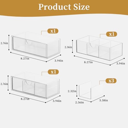 Medicine Cabinet Organizer with Removable Dividers, 3-Tier Stackable Drawer Storage for Bathroom, RV, Vanity, Countertop & Desk - Image 2