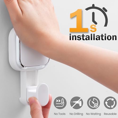 LEVERLOC 4 Pack Suction Cup Hooks for Inside Shower, Towels & Looafhs White - Image 2