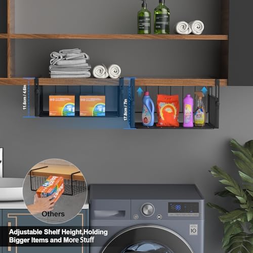 AmonHouseware 2Pack Under Shelf Storage Basket Organizer, Black - Image 4