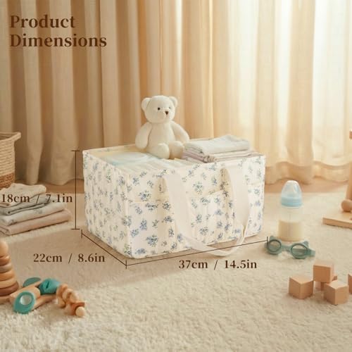 Floral Baby Diaper Caddy Organizer with Lid, Gift Basket for Baby Shower - Image 2