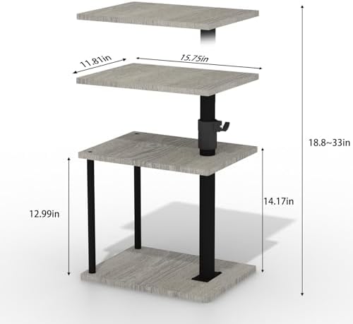 Faesun Swivel Side Table for Couch Arm, Height Adjustable C Table for Recliner or Bed, Tv Trays with Storage Shelf for Small Spaces- Small Nightstand Table for Living Room, Bedroom - Image 2