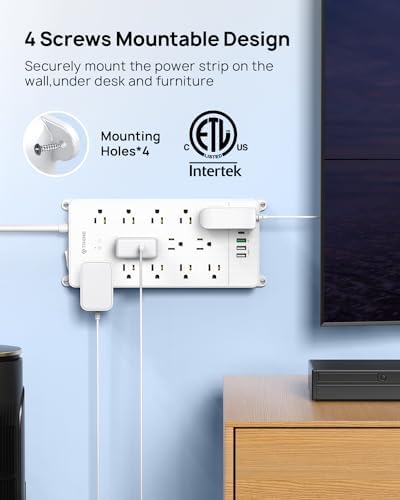 TROND 15ft Surge Protector Power Strip with 32W USB,ETL Listed, 4000J,White - Image 2