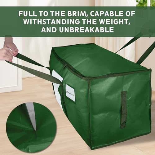 4 Pack Extra Large Moving Bags Heavy Duty 180GSM,130LBS 100L Totes with Visible Window, Zippers & Wrap-Around Handles, Waterproof Reusable, Alt to Moving Boxes, Olive green - Image 5