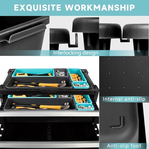 Tool Box Organizer Tray, 60 PCS & 5 Sizes, Black and Sky Blue - Image 5