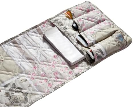 Brilliant Sunshine Grey Cupid & Pink Rose Couch Armrest Organizer, 35"×13" - Image 4