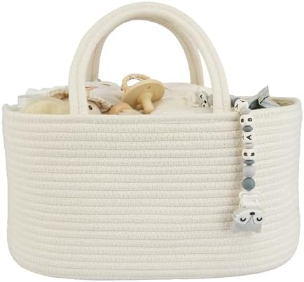 XUANGUO Large Cotton Rope Baby Diaper Caddy Organizer Basket with White by XUANGUO
