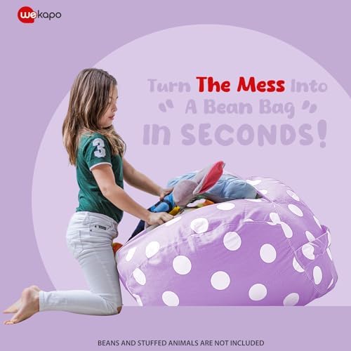 WEKAPO Stuffed Animal Storage Bean Bag Chair Cover for Kids - Image 2