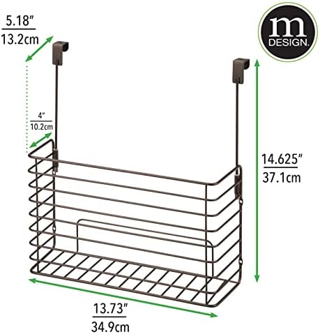 mDesign Over The Cupboard Hanging Storage Basket – Metal Bakeware Organiser and Cutting Board Holder – Excellent Kitchen Storage Solution – Bronze - Image 4