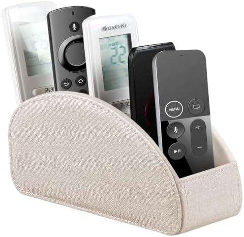PU Leather TV Remote Control Holder/Caddy for Table with 5 Compartments by YAPISHI