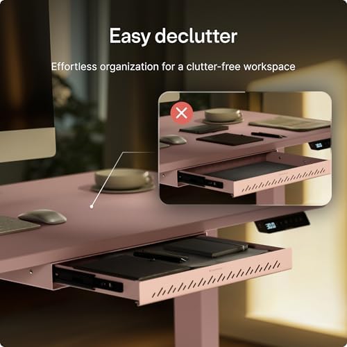 Desktronic Under Desk Drawer — Hidden Under-Desk Storage Organizer, Easy Install, Large Capacity Metal Sliding Drawer for Home Office, Standing Desk & Workstation (Pink) - Image 3