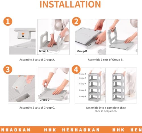 5 Tiers Vertical Shoe Rack for Closet Narrow Shoe Holder Storage Organizer, Plastic Free Standing Shoe Rack Shelf for Entryway Stackable Stability DIY, Grey - Image 5