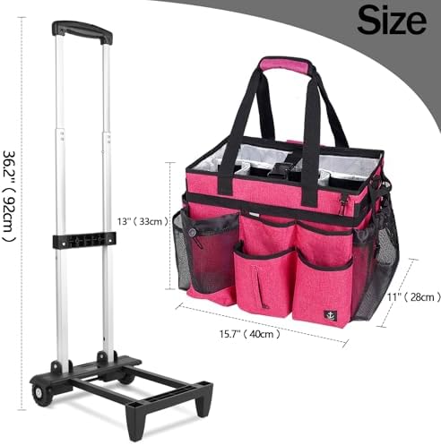 Rolling Cleaning Caddy Bag Built-in Hard Plastic Sheet Detachable Trolley - Image 3
