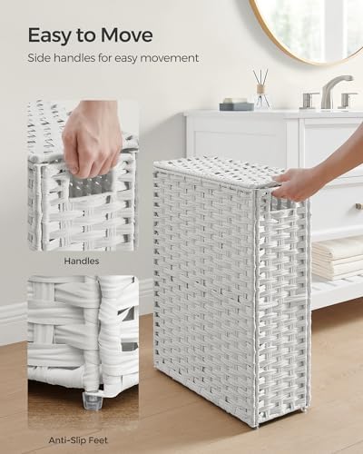SONGMICS Laundry Hamper with Lid, 14.5 Gal (55 L) Synthetic Rattan,Foldable - Image 4