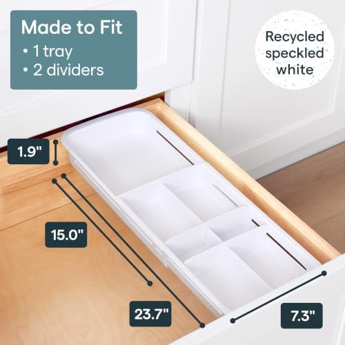 YouCopia DrawerFit Sliding Drawer Tray with Adjustable Dividers, Expandable Kitchen Storage Organizer, Speckled White - Image 3
