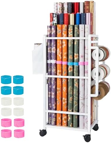Aquzee Wrapping Paper Storage, Gift Wrapping Paper Organizer Storage, White by Aquzee