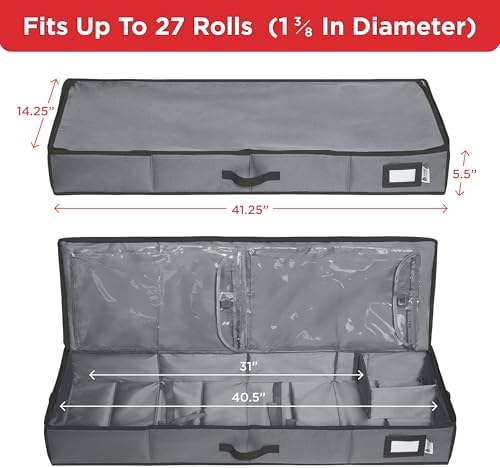 HOLDN’ STORAGE Premium Wrapping Paper Storage Container, Grey - Image 3