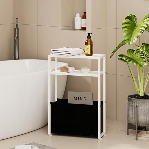 Leomonio Slim Side Table, Narrow End Table with Shelves - Image 4