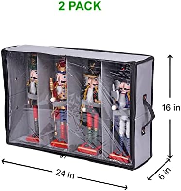 ProPik 2 Pack Christmas Figures Storage Box | Each Holds 4 Holiday Figurines up to 16” | Adjustable Nutcracker Decor Ornament Storage Container | Xmas Decorations Accessories Boxes (Gray) - Image 6