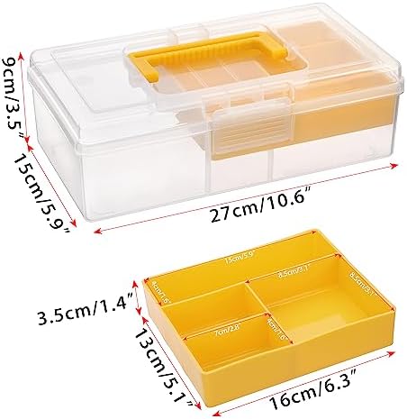 JUXYES Clear Art Craft Supply Storage Bin Sewing Box With Handle Lid - Image 2