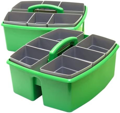 Storex Large Classroom Caddy with Cups, 13 x 11 x 6.575 Inches, Green, Case of 2 (00983U02C) - Image 2