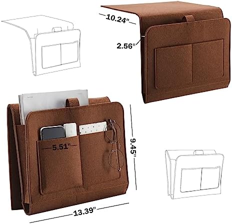 YOUDENOVA Bedside Caddy, Bedside Organizer for Dorm Room, Bunk Bed, Brown - Image 3