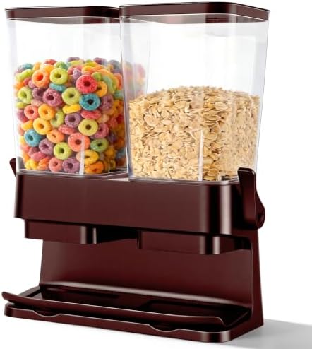 2 Pack Cereal Dispenser Countertop, Double 3L Airtight, Red by adorabby