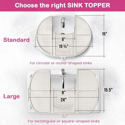 Sink Topper Bathroom Counter Cover & Storage Saver, Foldable Silicone Mat for Hot Tools, Hair Styling & Makeup, Beauty Brush Cleaning Mat, RV Camper Sink Cover & for Small Spaces (Large Green) - Image 3