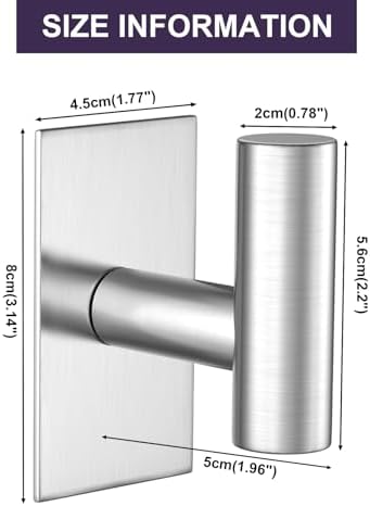 VAEHOLD Wall Towel Hooks, Heavy Duty Sticky Holder Waterproof Towel Hooks for Hanging Coat, Clothes, Closet Hook Wall Mount for Kitchen (Silver, 4 Pack) - Image 6