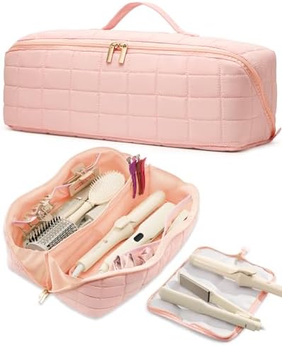 Hair Tools Travel Bag with Heat Resistant Mat, Hot Tools Case, Pink by AHappyMoment