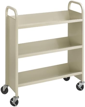 Safco 6 Shelf Rolling Book Cart, Slanted Single Sided for Library, Classroom, Office, Heavy Duty Steel, Sand by SafcoProducts