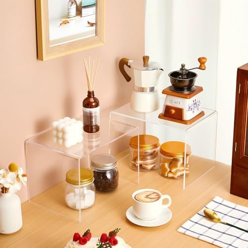 RattanView 2 Pcs 10 x 7 x 7 Inch Large Clear Acrylic Shelf Riser, 5mm Thick - Image 4