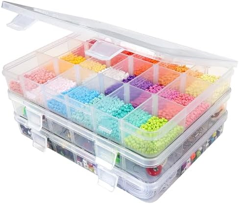 CGCG 3-Pack 18-Grid Clear Plastic Beads Organizer Box 7.9x5.8 by Unknown