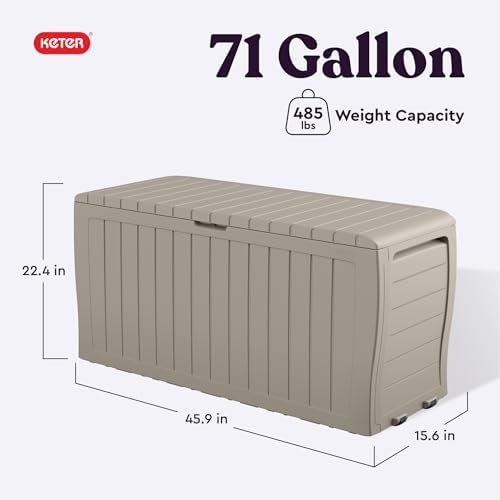 Keter Marvel 71 Gal Outdoor Storage Box for Patio and Pool Accessories - Image 2