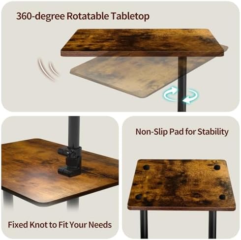 2-Pack Swivel Side Table Adjustable Height with 360°Rotatable Tray - Image 5