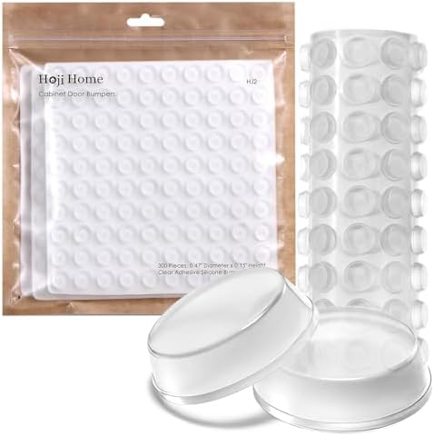 300 Pieces Cabinet Door Bumpers – Clear 0.47 Inch Round Silicone Self Adhesive Rubber Bumper Pads for Cabinets, Drawers & Furniture by Unknown