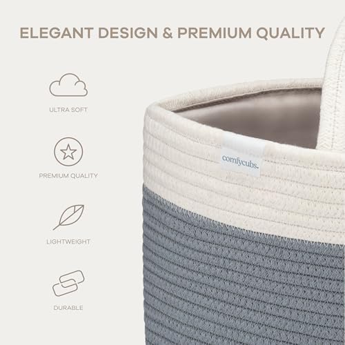 Comfy Cubs Rope Diaper Caddy Organizer - Baby Diaper Basket Pacific Blue - Image 3