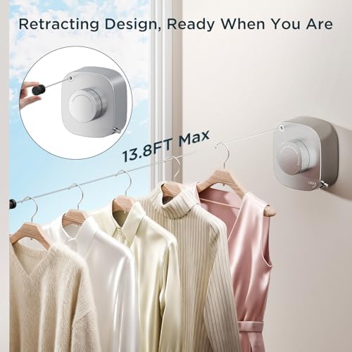 FORIOUS 13.8 Ft Retractable Clothesline, Non-Sagging (Stainless Steel) - Image 2