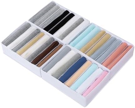 Qozary 4 Pack Drawer Organizers for Clothing, 8 Grids Foldable Closet Organizers and Storage Bins for Bedroom, Dresser Organizer Boxes for Thin T-shirts, Tank Tops by Qozary