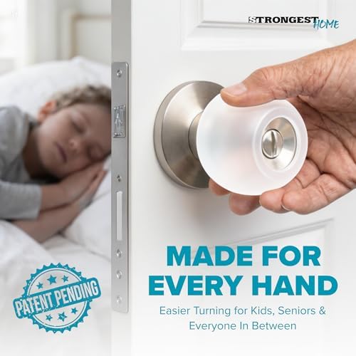 STRONGEST HOME Clear Silicone Door Knob Cover & Wall Protector – Soft Rubber Handle Grip for Arthritis Support and Quiet Damage Prevention (4 Pack) - Image 4