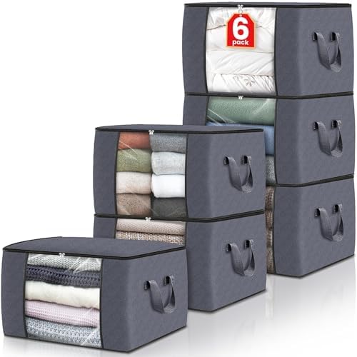 Fab totes 6 Pack Storage Bags for Clothes Blanket Storage Bins with Lids by Fabtotes