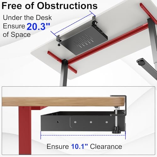 BYMECOST No Drill Under Desk Laptop Mount, Metal Under Desk Storage Shelf - Image 5