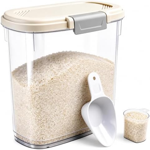 Large Rice Storage Container 15-20 Lbs, Tall Flour Container Dry Food Bin by WBKTOOL