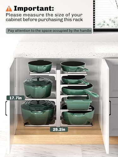 MUDEELA 8-Tier Heavy Duty Pots and Pans Organizer, 15.83" H Sliver - Image 2
